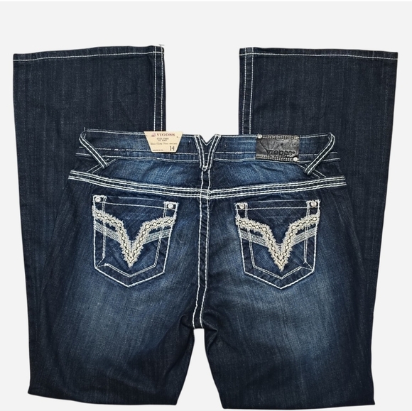 NWT Vigoss Dark Wash Boot Cut Jeans Women's 14 Embellished Embroidered Retro NEW - Picture 3 of 12